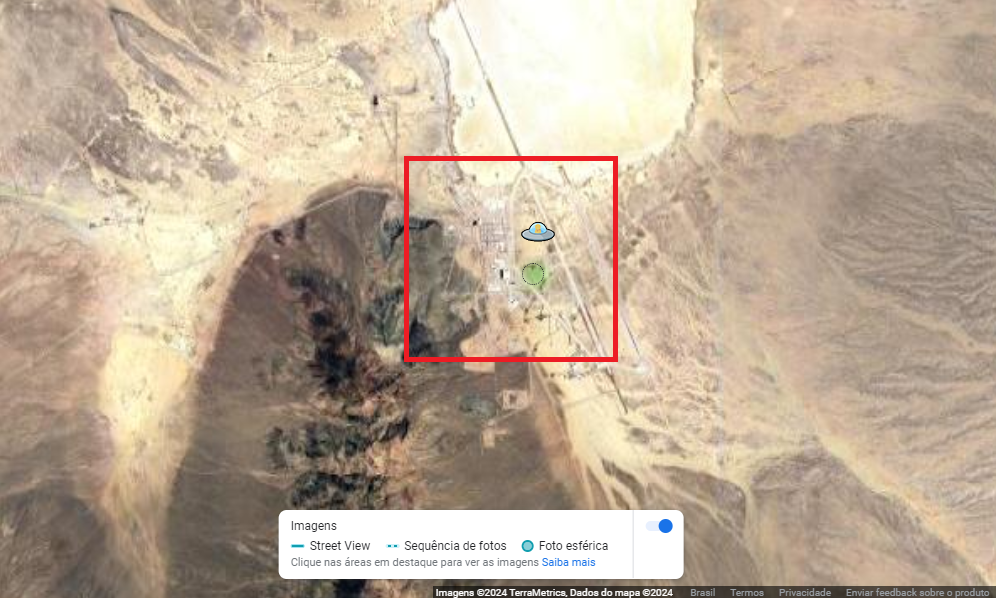 lugares misteriosos no google maps, área 51 Nevada Estados Unidos