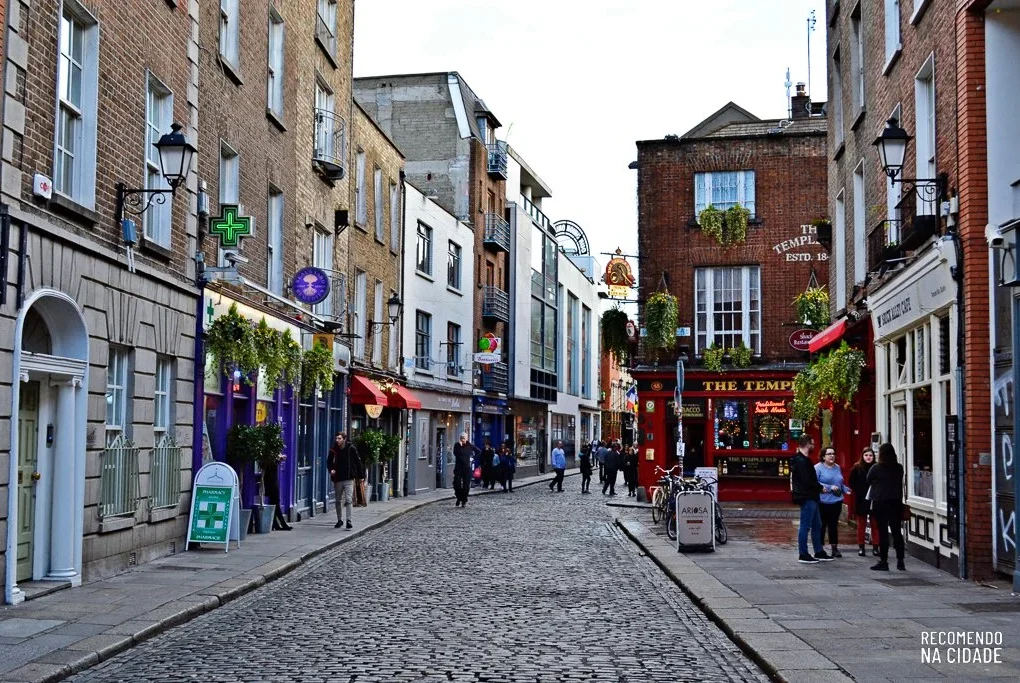 Bairro Temple Bar Dublin Irlanda. Vista da rua, bairro histórico.
