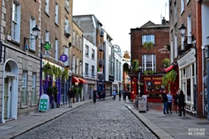 Bairro Temple Bar Dublin Irlanda. Vista da rua, bairro histórico.