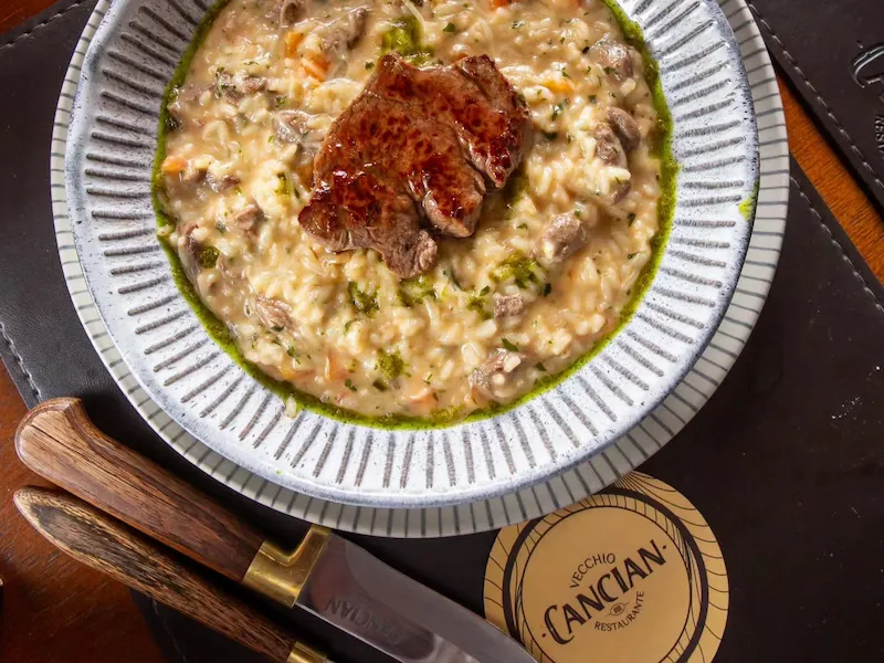 Risoto de filé mignon do restaurante vecchio cancian
